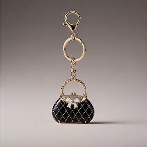 Elegant Black and Gold Purse Keychain